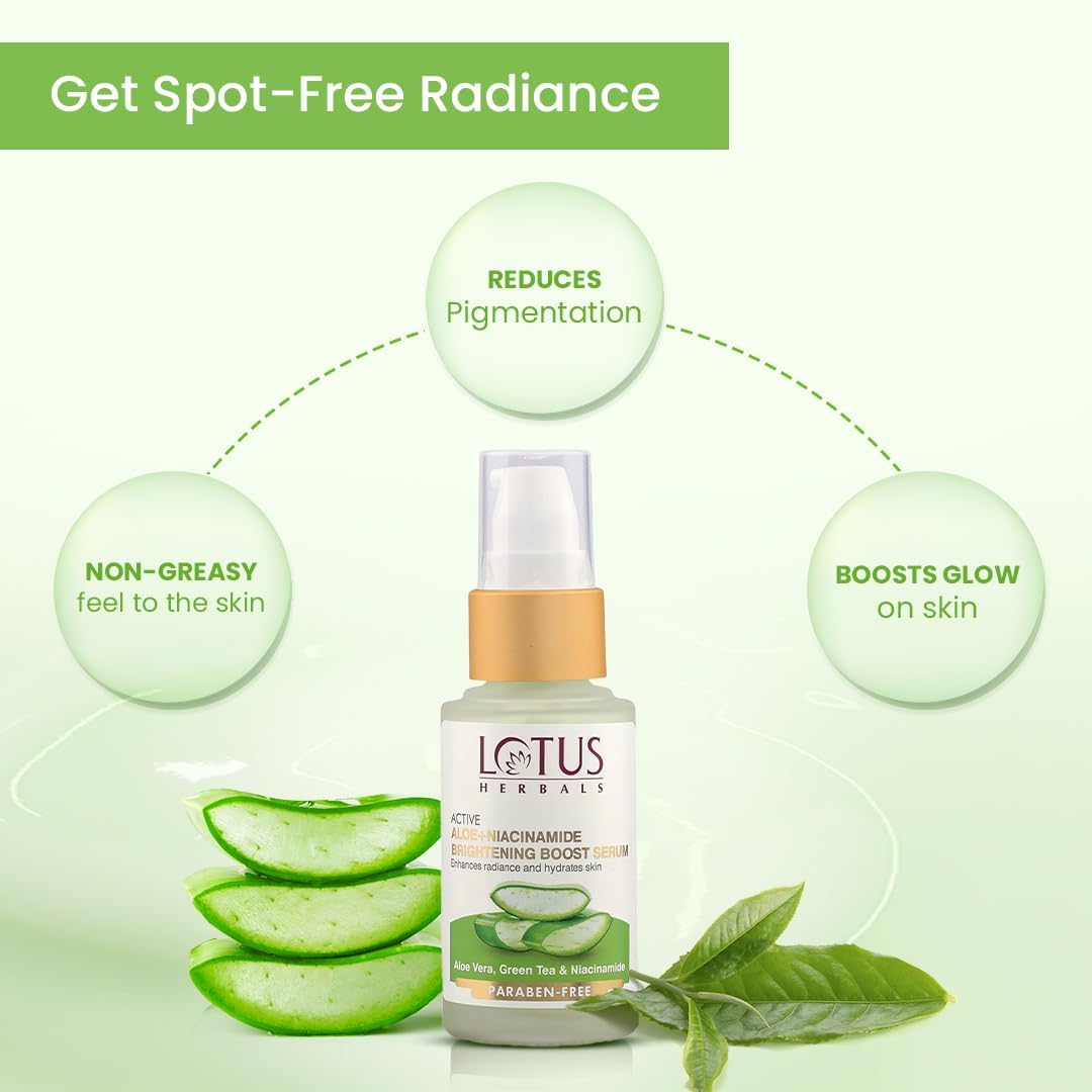 Lotus Herbals Active Aloe + Niacinamide Brightening Boost Serum, 30 ml (Pack of 1) - Image 4
