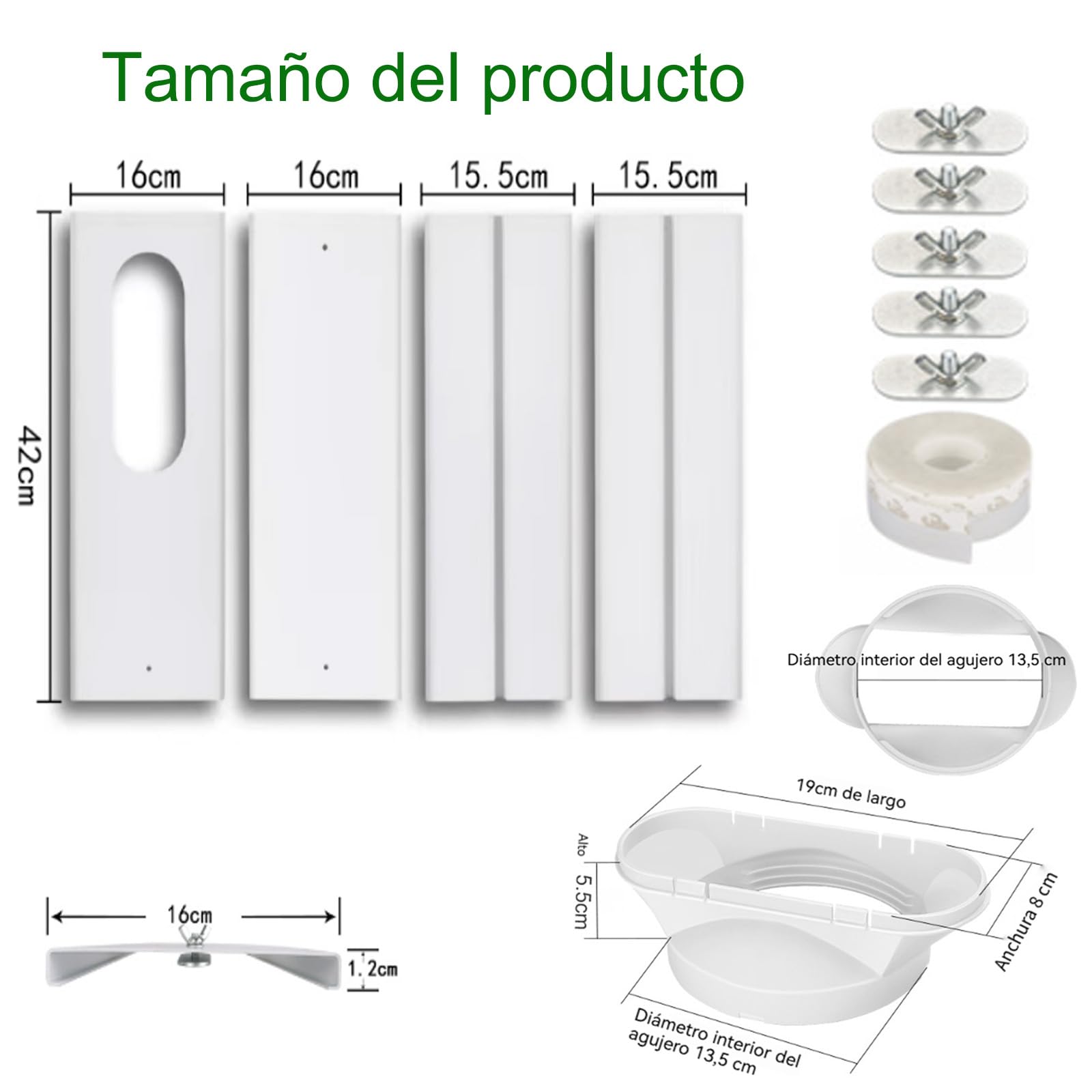 Kit de Ventilación de Ventana para Aire Acondicionado,sello de ventana para aire acondicionado,Portátil de Primera Calidad Optimizado para Paneles de PVC Deflectores de Viento Móviles