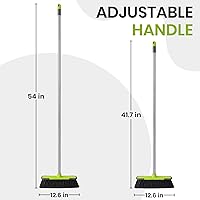 Vista 2 de Green Indoor Broom 54" Long Handle House Broom for Floor Cleaning Sweeping Broom for Kitchen, Garage, Lobby, Patio and Garden