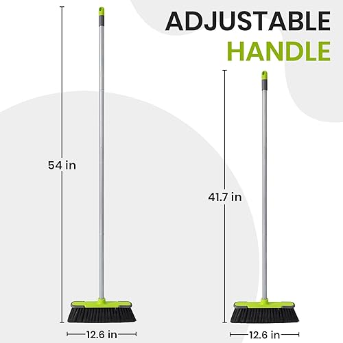 Miniatura 2 de Escoba de interior verde de 54 pulgadas de largo para limpieza de pisos, escoba de barrido para cocina, garaje, vestíbulo, patio y jardín