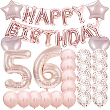 Sweet 56th Birthday Decorations Party Supplies,Rose Gold Number 56 Balloons,56th Foil Mylar Balloons Latex Balloon Decoration,56th Birthday for Women,Men