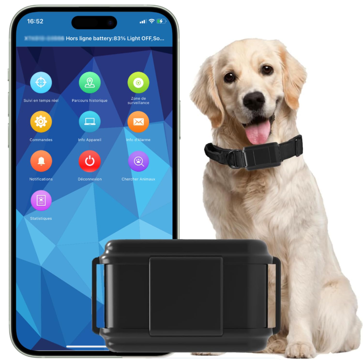 Collier GPS 4G TK919 Pro pour Chien - Traceur Anti-Fugue, Anti-Perte, Étanche - Moniteur d'Activité et Localisateur (Collier Inclus, Carte SIM Requise)