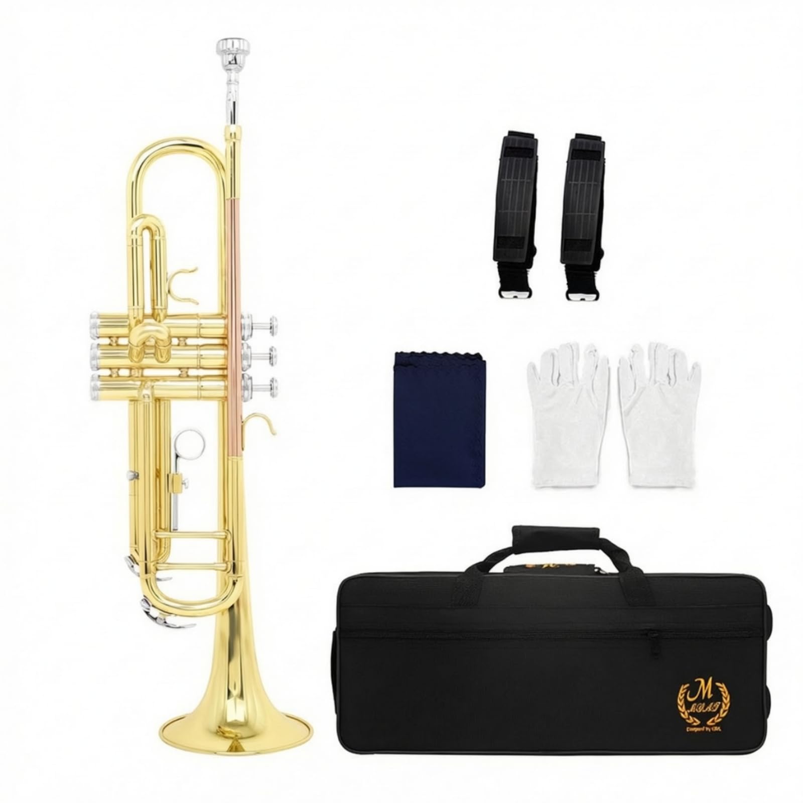 Trompetenset Komplett Trompete mit Zubehör Resonant Blasinstrument für Schüler, Schulband, Proberaum, Phosphorbronze