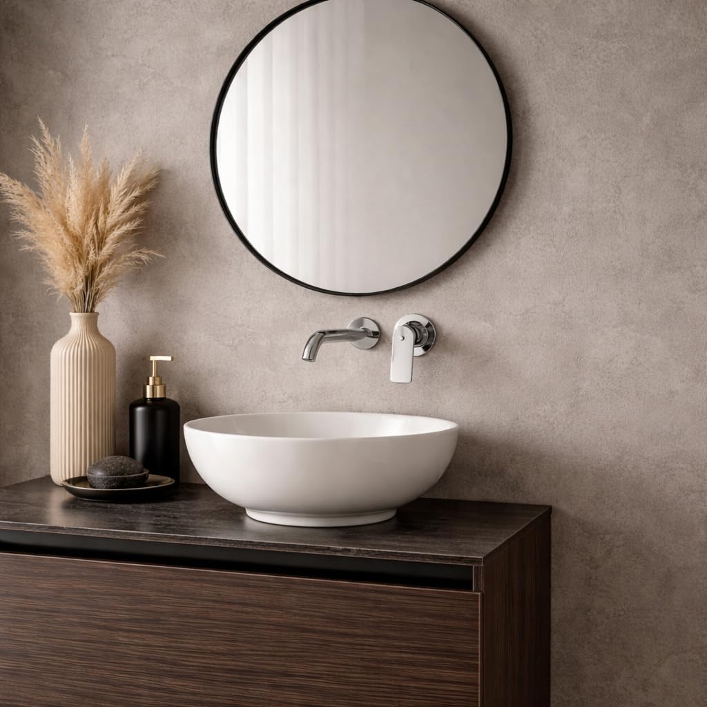 Topolenashop Rubinetto Lavabo Incasso a Parete Cromato – Miscelatore Monocomando per Lavandino Bagno con Bocca a Muro, Cartuccia Ceramica 35 mm, Design Moderno 2 Fori | 94006