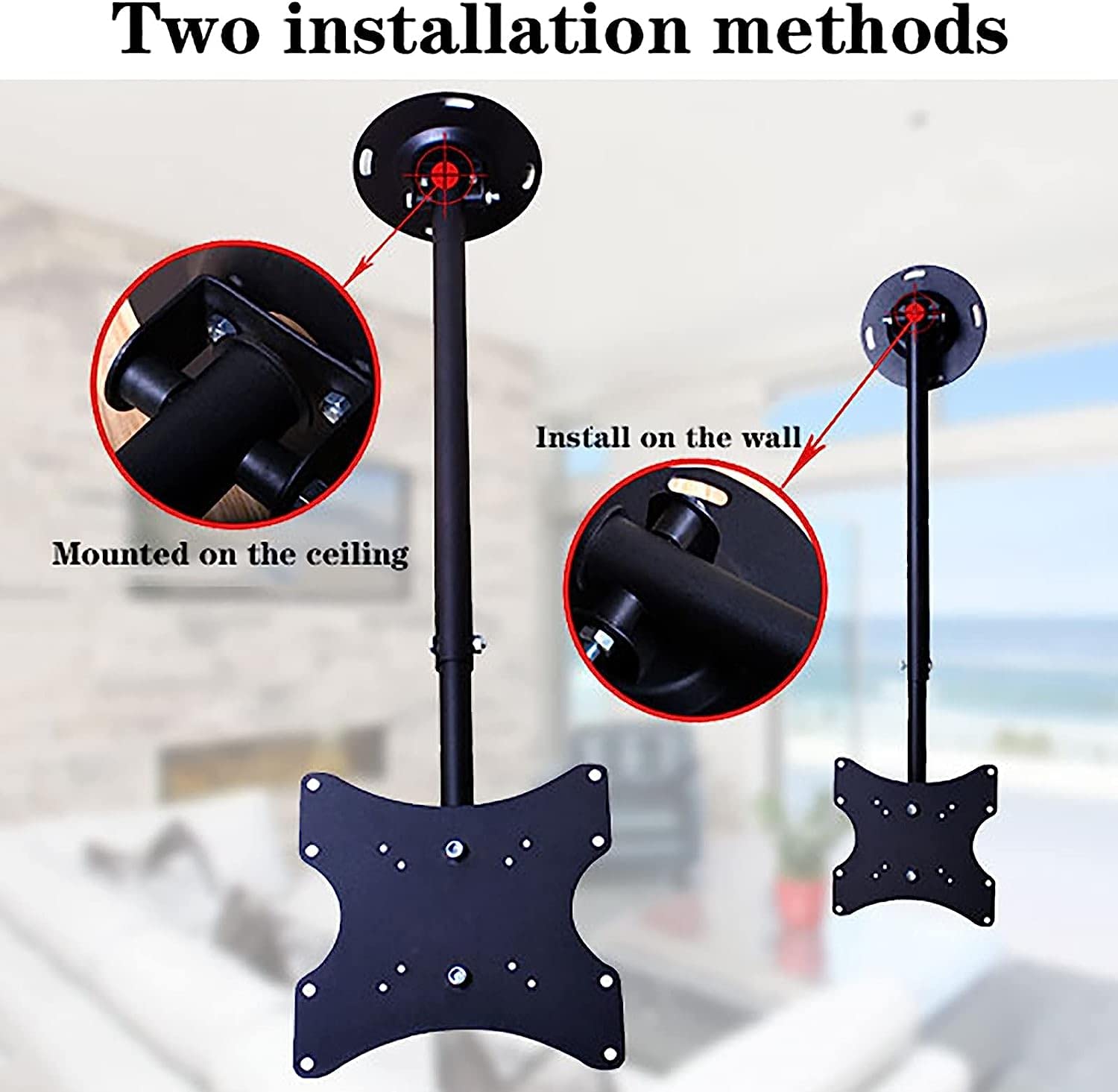 Staffa di montaggio per TV a soffitto per TV a schermo piatto da 13 pollici da 37 pollici, supporto universale con capacità di 59,9 kg, compatibile con VESA max 200 x 200 mm, per carichi elevati