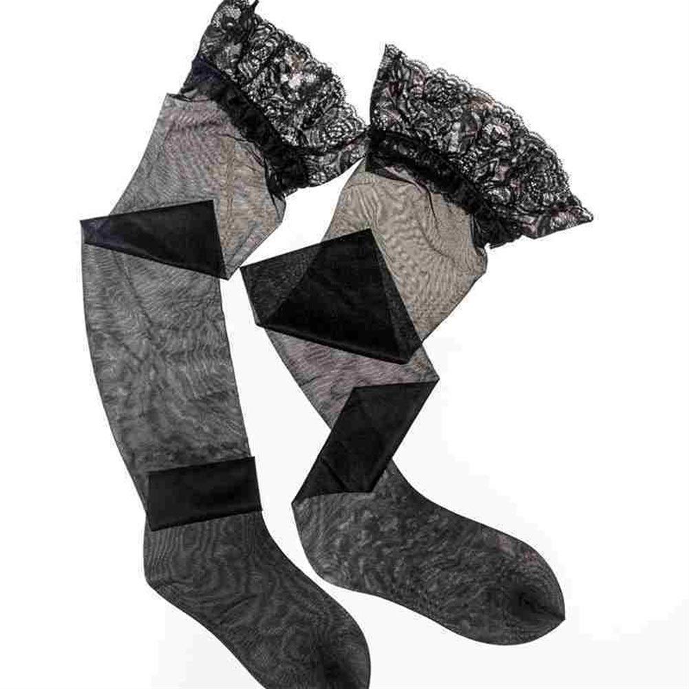 JJZXPJ Casual Socks 15D Womens Thigh High Nylon Stockings Silicone Stay Up Lace Top Over The Knee Long Women Knit Dress Lingerie Stocking (Color : Black, Size : One Size)
