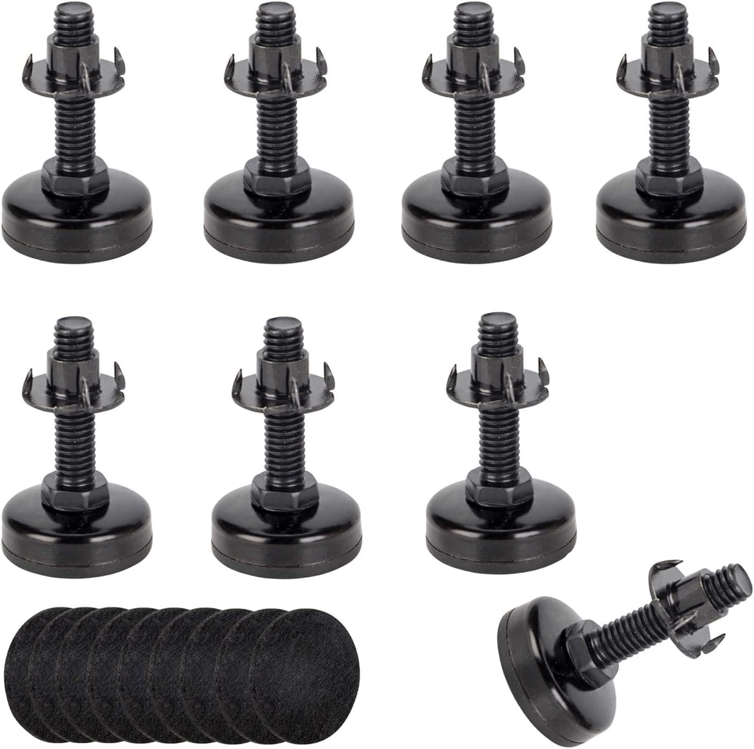 PONGJA Heavy Duty Furniture Levelers, 8 Pack 3/8"-16 Threaded Leveling Feet Adjustable Furniture Leg Levelers Table Feet for Table/Chair/Sofa/Desk/Cabinet, Supports 2640LBs-Large Base-Black