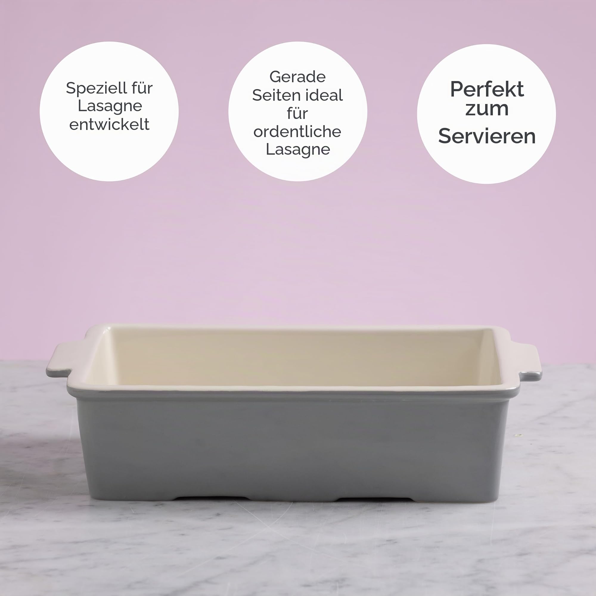 Mason Cash Lasagneform 31x23 cm, Steingut Auflaufform, grau-cremefarben