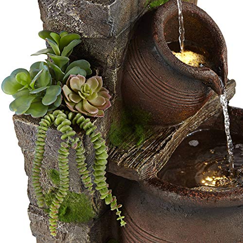 Four Jug 39 1/4" High Large Rustic Indoor Outdoor Decor Faux Stone Floor Fountain with Light LED Waterfall Cascading Standing Water Feature for Outside Garden Patio Yard Backyard - John Timberland - Image 5