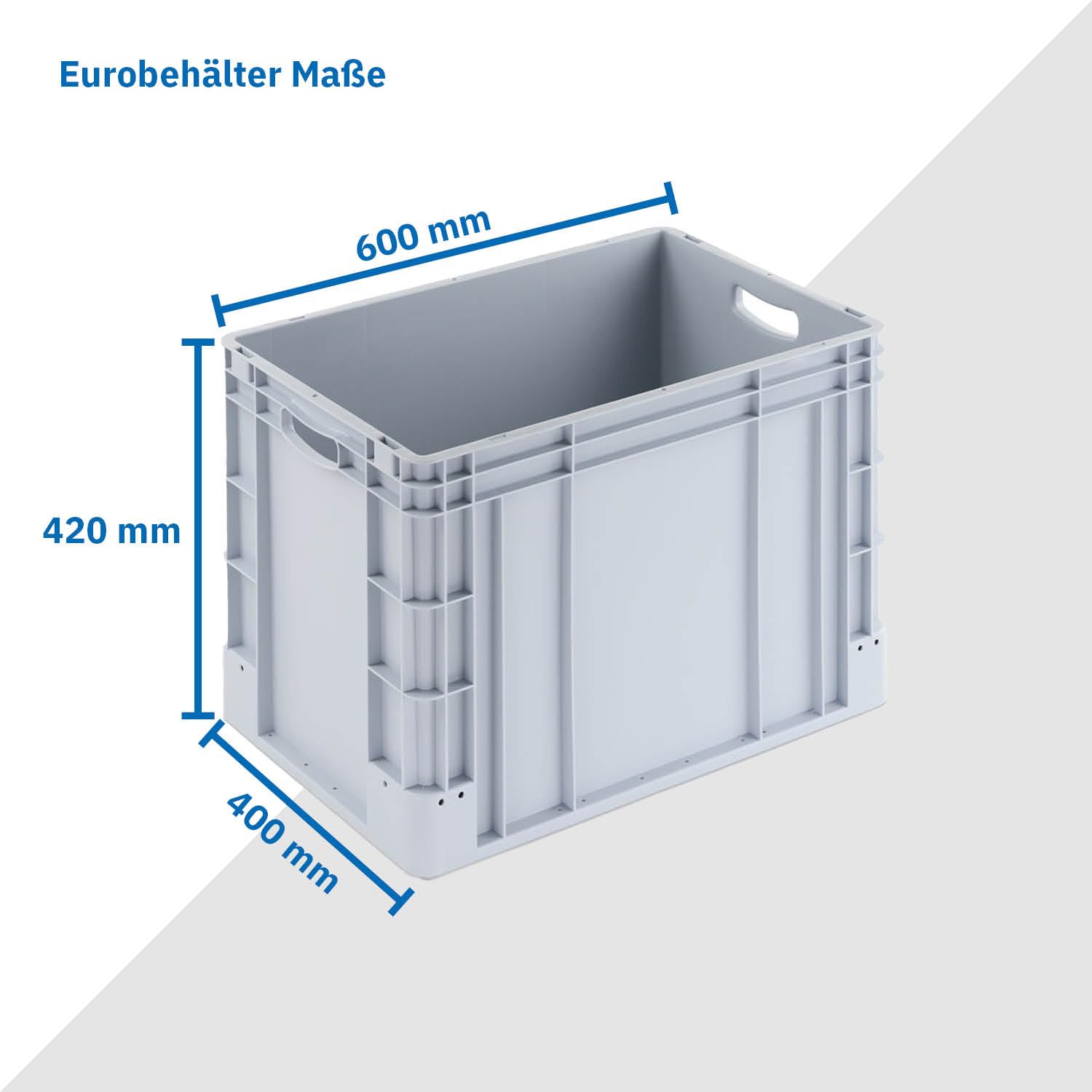 DieBoxfabrik Stabile Eurobox 60x40x42cm Made in Germany | Eurobehälter in verschiedenen Höhen & Farben | Stapelbox ideal für Ordnung, Transport & Lager | Premium Qualität (420 mm, grau)