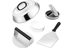 Leonyo 5 Pack Hamburger Spatula Smasher, Griddle Accessories with 12" Basting Cover