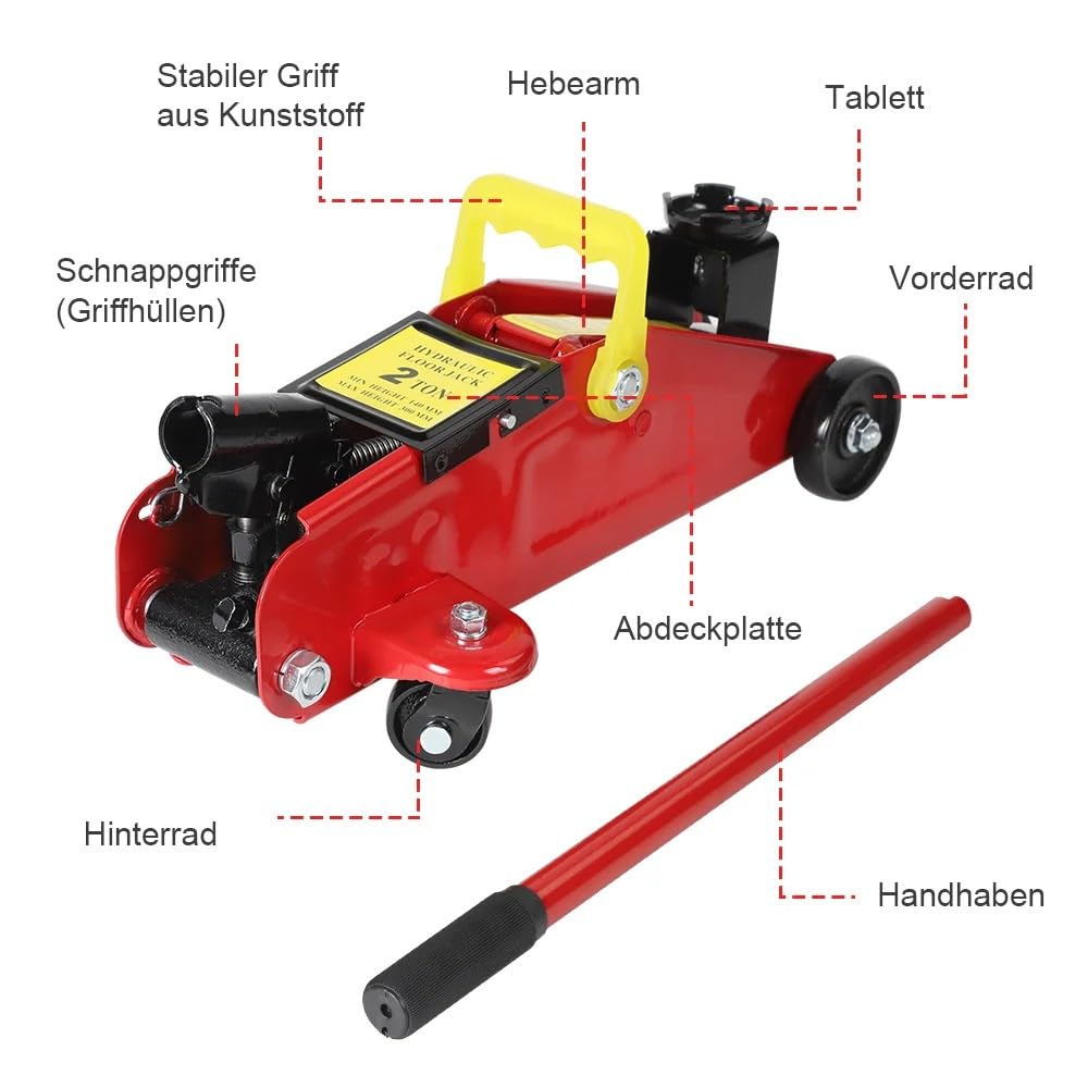 lewarek samochodowy Podnośnik hydrauliczny samochodowy 2T Podnośnik poziomy Zakres podnoszenia 140–300 mm Przenośny podnośnik wózkowy Zestaw podnośników nożycowych