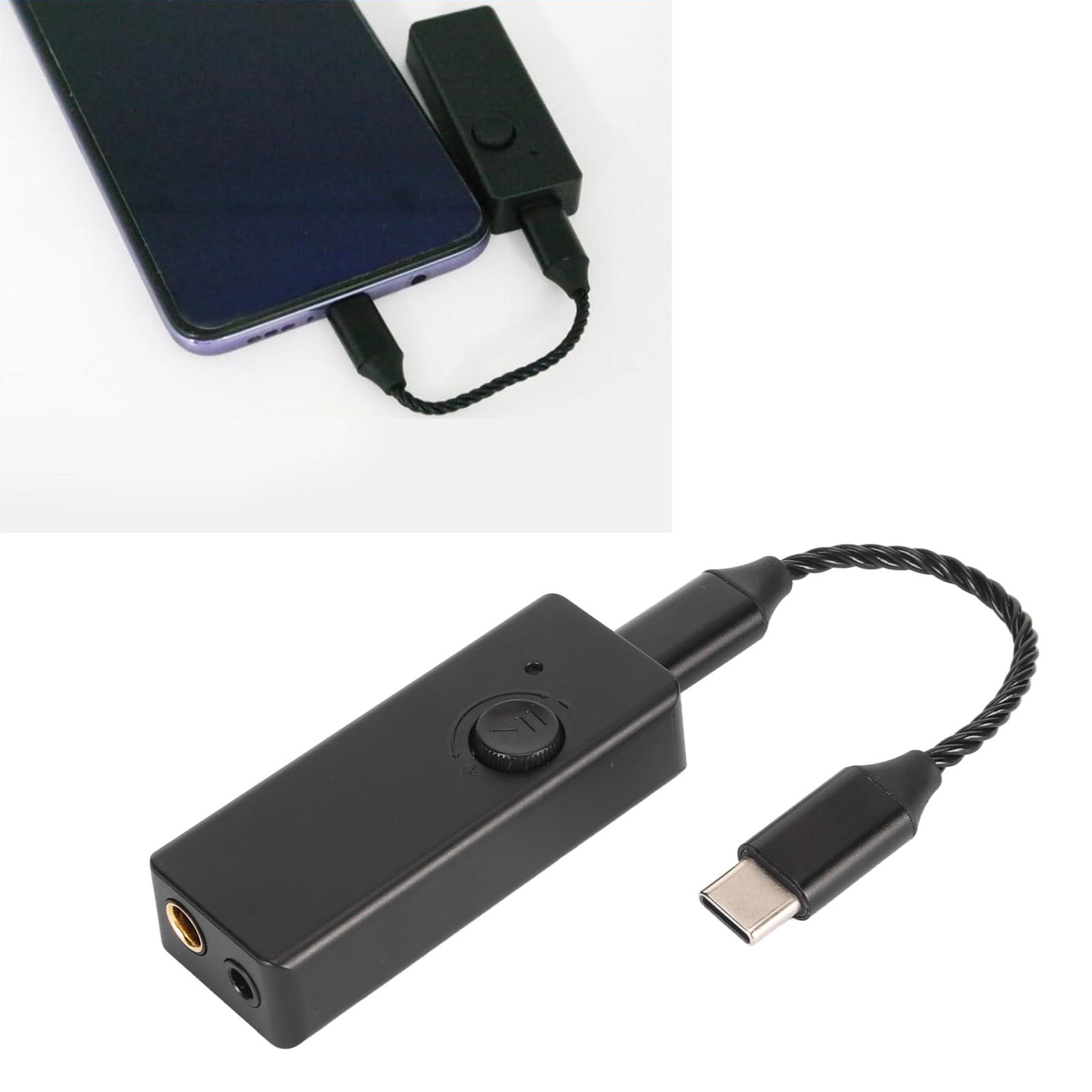 Amplificatore per cuffie ad alta risoluzione, compatto e piccolo, adattatore DAC per computer portatile e lettore, nero, 55 x 25 x 12 mm