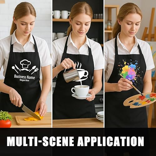 Miniatura 8 de Delantal personalizado con texto de logotipo personalizado para mujeres y hombres, delantal con logotipo personalizado con 2 bolsillos, regalo para