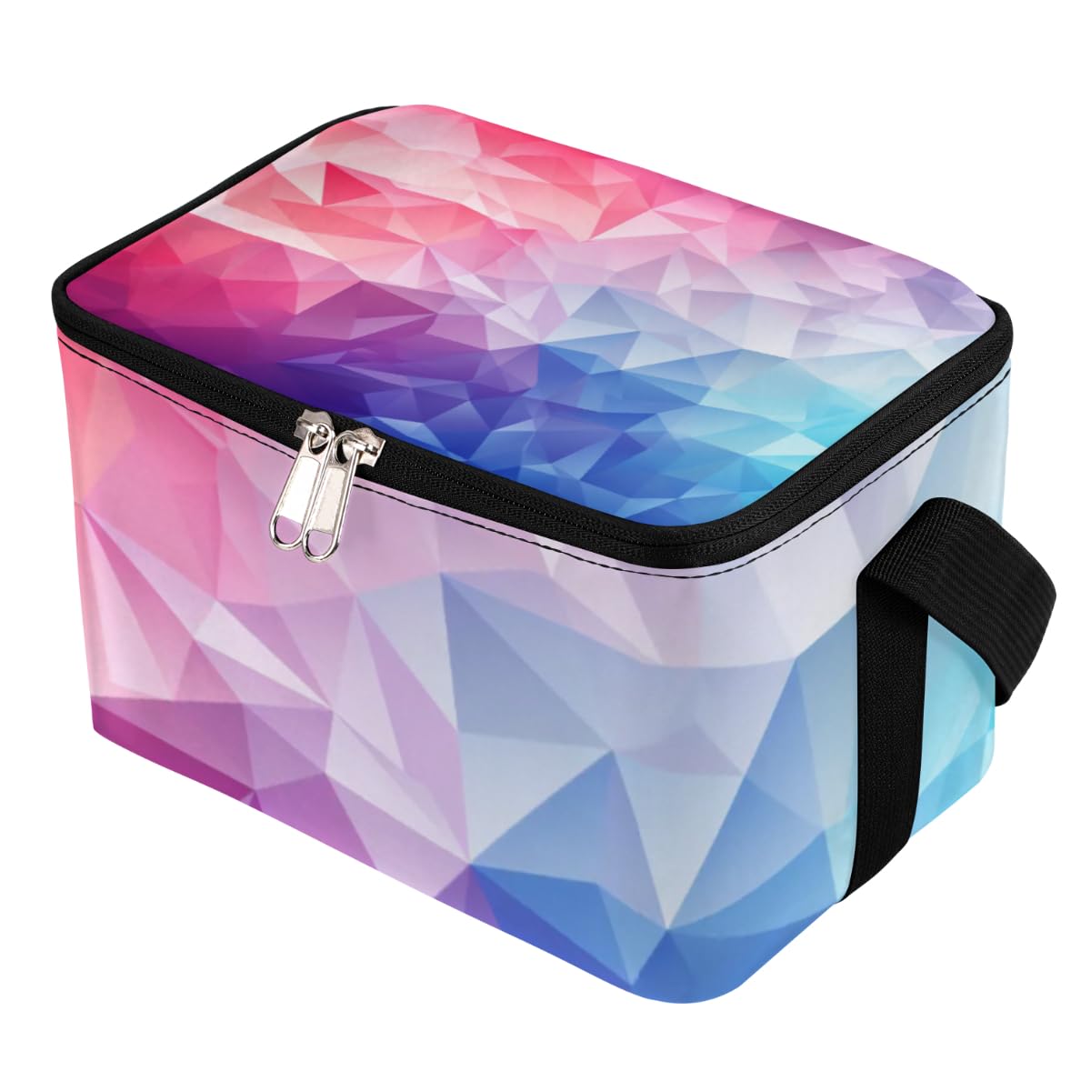 GzLeyigou Lunch Bags for Women Men 9 Cans,Abstract Geometric Hot & Cold Food Delivery Bag Insulated Grocery Bag Insulated Lunch Box Red Blue Texture Cooler Bag for Office Work Picnic Beach