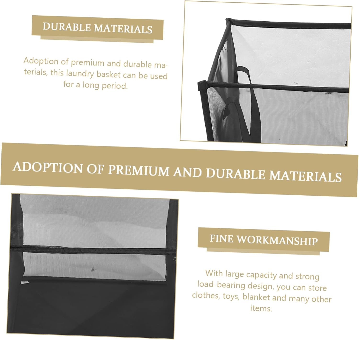 Kichvoe Foldable Laundry Hamper Basket with Handles Breathable Mesh Clothes Storage for Home Bathroom Bedroom Portable and PP Polyester Organizer for Laundry and Travel