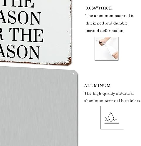 Miniatura 4 de Cartel de lata de metal con cita familiar carteles de decoración de metal Jesús es la razón de la temporada Escrituras de grano de madera letreros