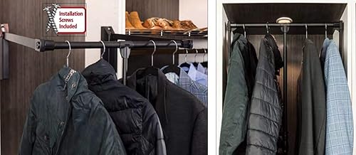 Soft Close Wardrobe Lift Black Powder Expanding Heavy Duty Steel Tubing con carcasa de plástico negro, clasificación de peso de 45 libras (para