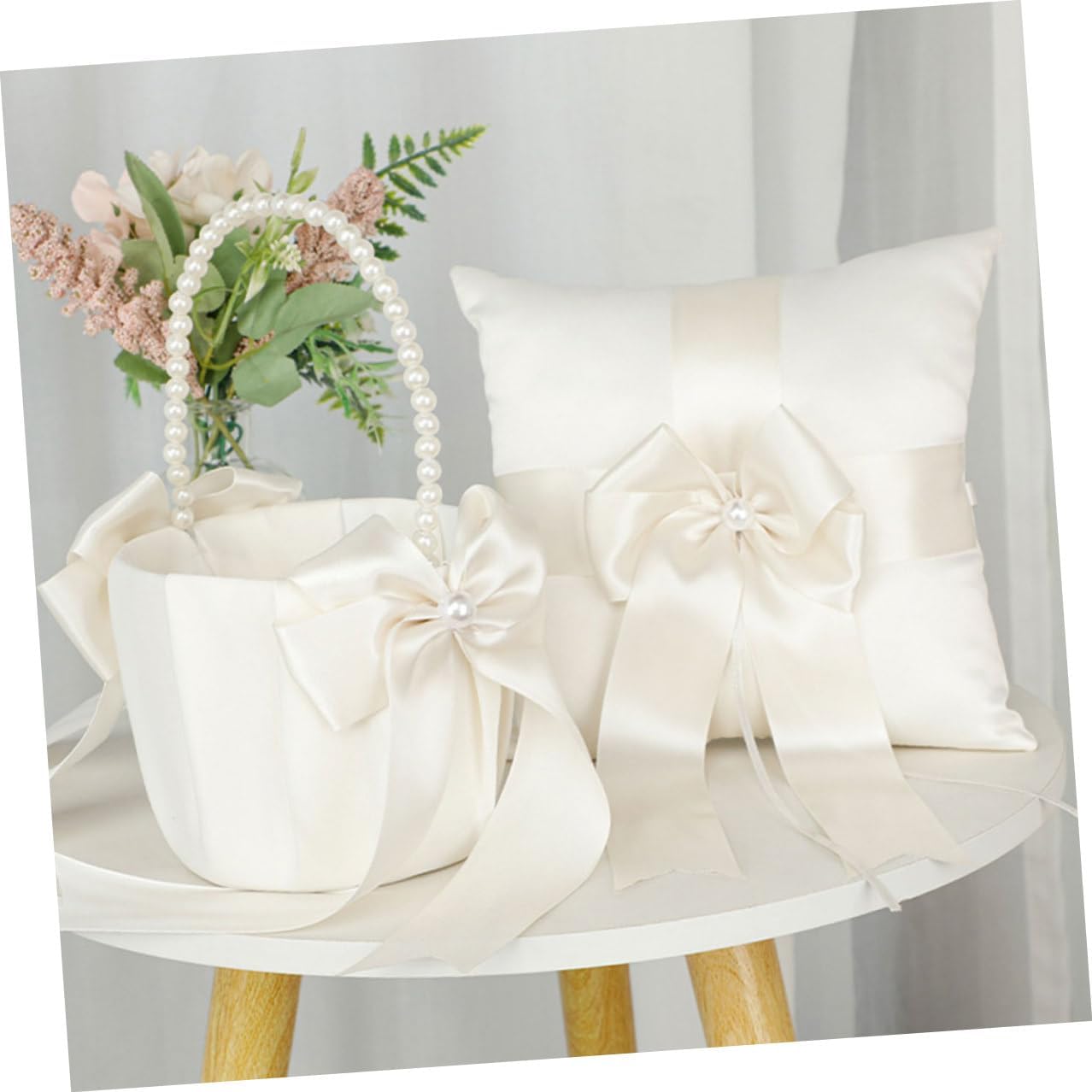Alipis Wedding Ring Bearer Pillow Bowknot Ring Cushion Soft Satin for Wedding Ceremony Party Supplies