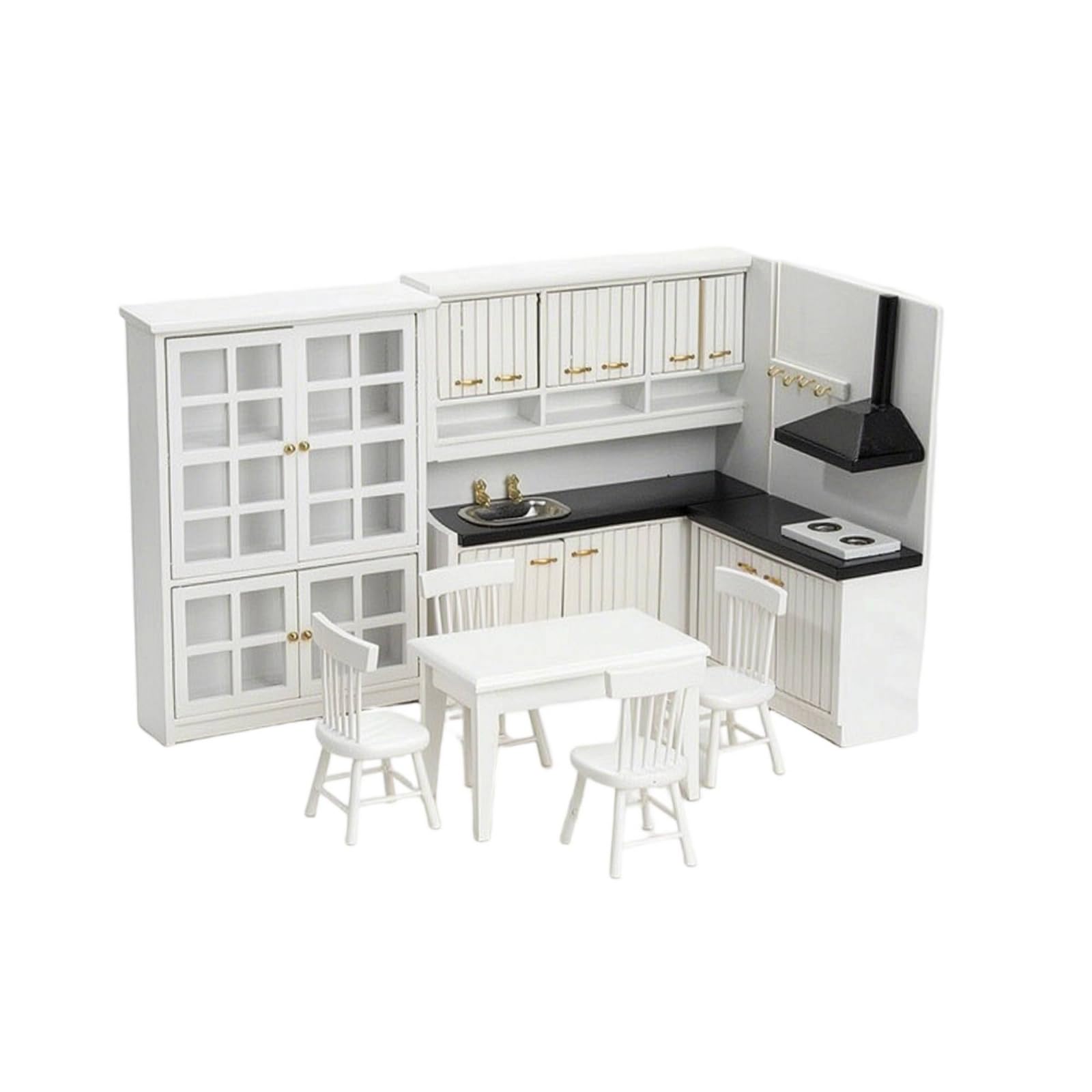 Mobili da Cucina in Miniatura Realistico Set di Mobili da Cucina Decorativo Set Pranzo in Miniatura per Collezionisti, Bambini, Casa delle Bambole, Bianco