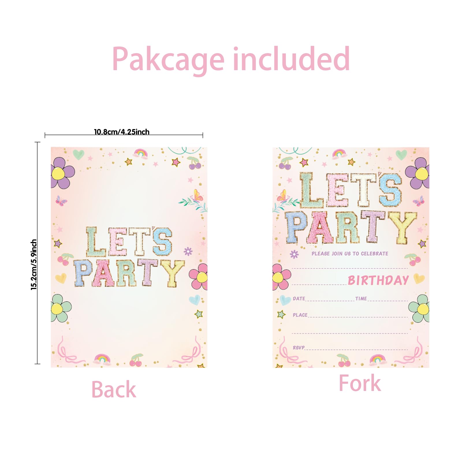 qinghemengxia Let's Party! Birthday Invitations - Cute Flower - 20Pcs Double-Sided Fill- In Invitation Cards & Envelopes For Boys, Girls, Kids, Birthday Party Favor & Supplies 6 x 4 Inch