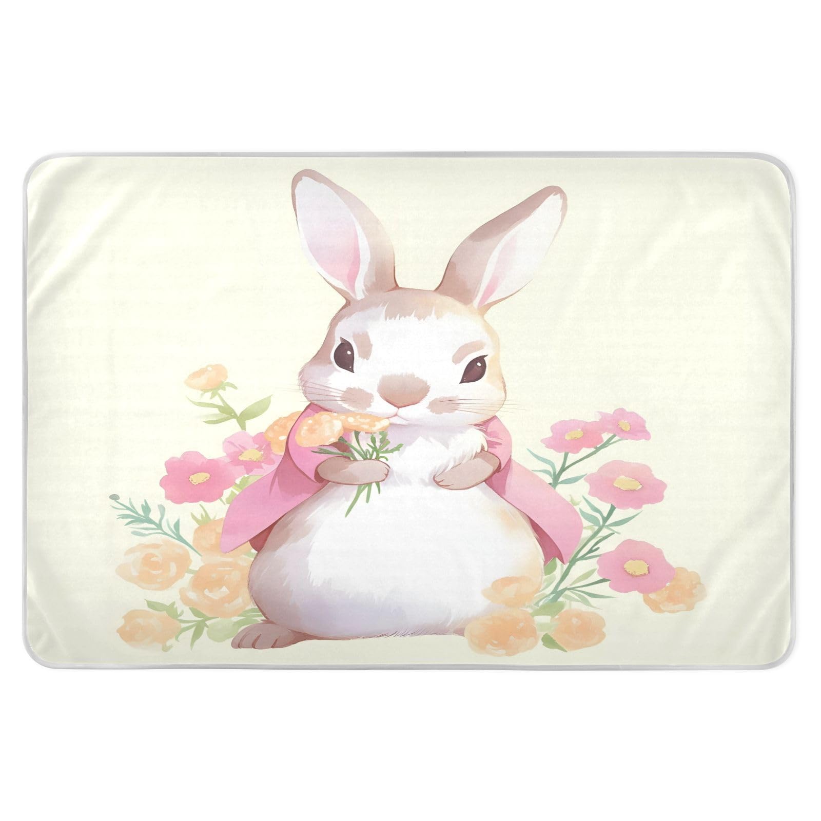 CEBUGI 34” x 52”Washable Underpads Heavy Absorbency Waterproof Incontinence Bed Pads Flower Rabbit Pee Pads for Adults Kids and Baby