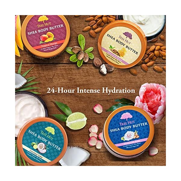 Tree Hut 24 Hour Intense Hydrating Shea Body Butter Tropical Mango, 7oz, Moisturizer with Pure Shea Butter for Nourishing Essential Body Care