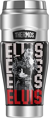 THERMOS Elvis Official 1968 - Vaso de viaje de acero inoxidable King con aislamiento al vacío y doble pared, 16 onzas