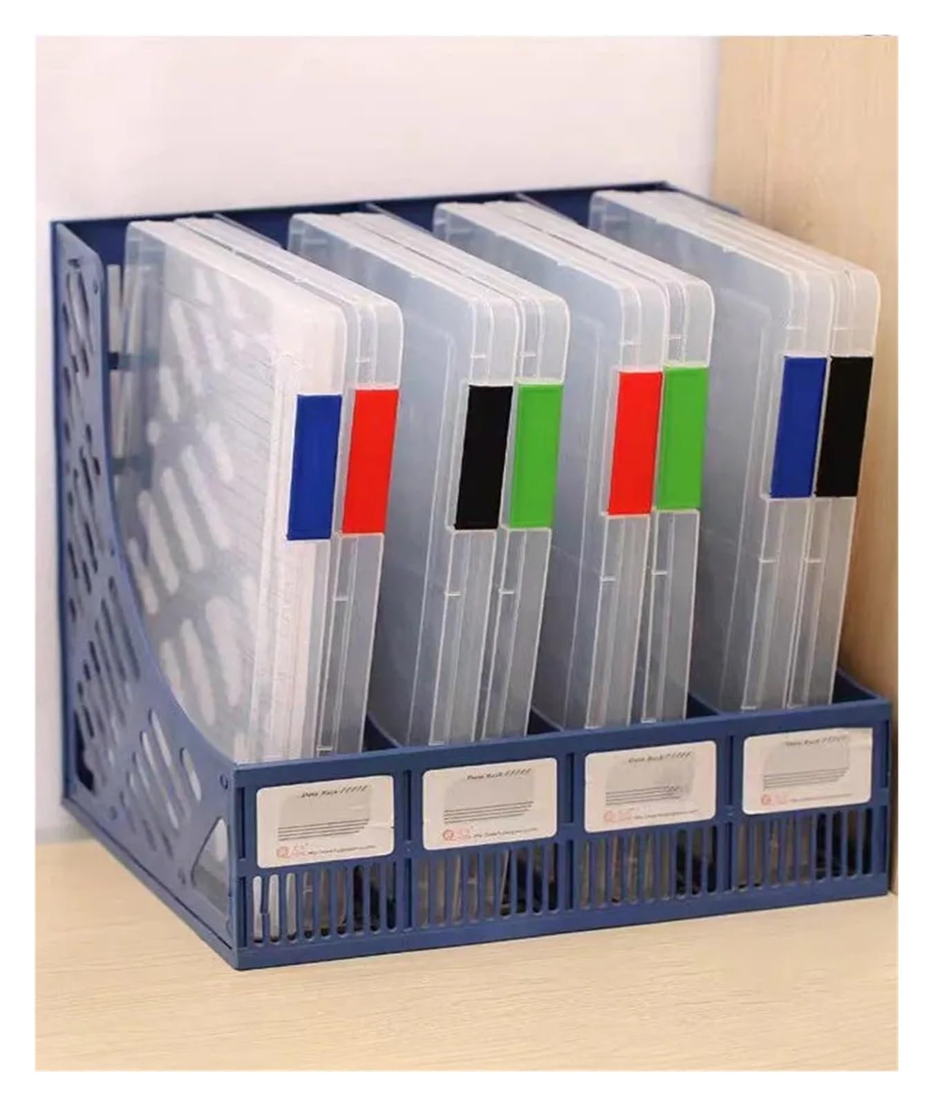 Caja Archivador 2 cajas de archivo transparentes plástico A4, caja PP for estudiantes la escuela, datos portátil doble capa múltiples capas, clasificación temas(Blue)