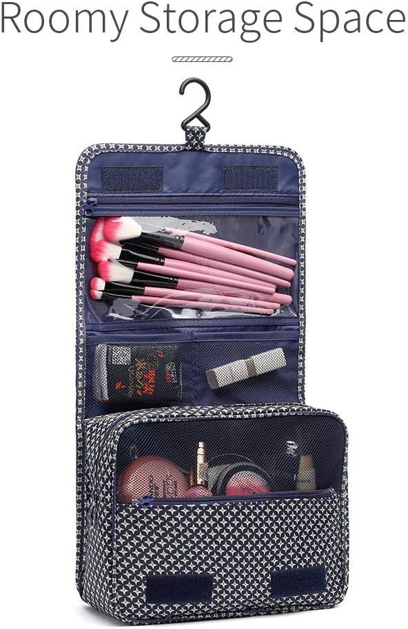 HaloVa Toiletry Bag Multifunction Cosmetic Bag Portable Makeup Pouch Waterproof Travel Hanging Organizer Bag for Women Girls, Dark Blue