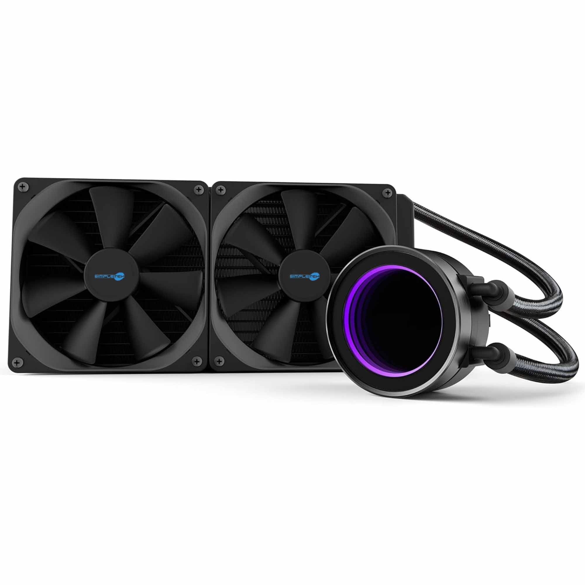 SIMPLETEK - Dissipatore RGB AIO 280mm - per AM4 AM5 (Ricondizionato) | Dissipatore liquido 280mm, RGB, PWM, 2 ventole 140mm, radiatore alluminio, pompa 2800RPM, AM4 AM5