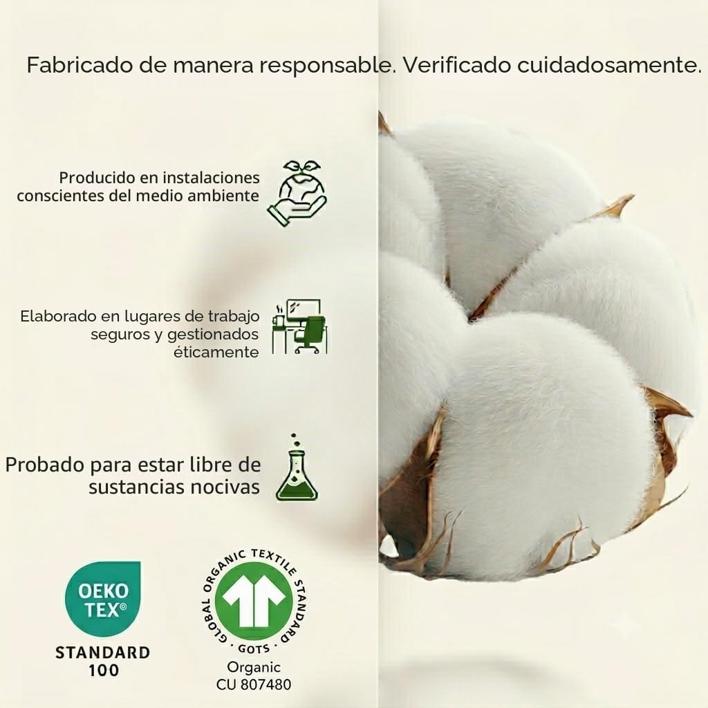 Linen Closet Juego de sábanas de algodón orgánico Blanco ártico de 4 Piezas