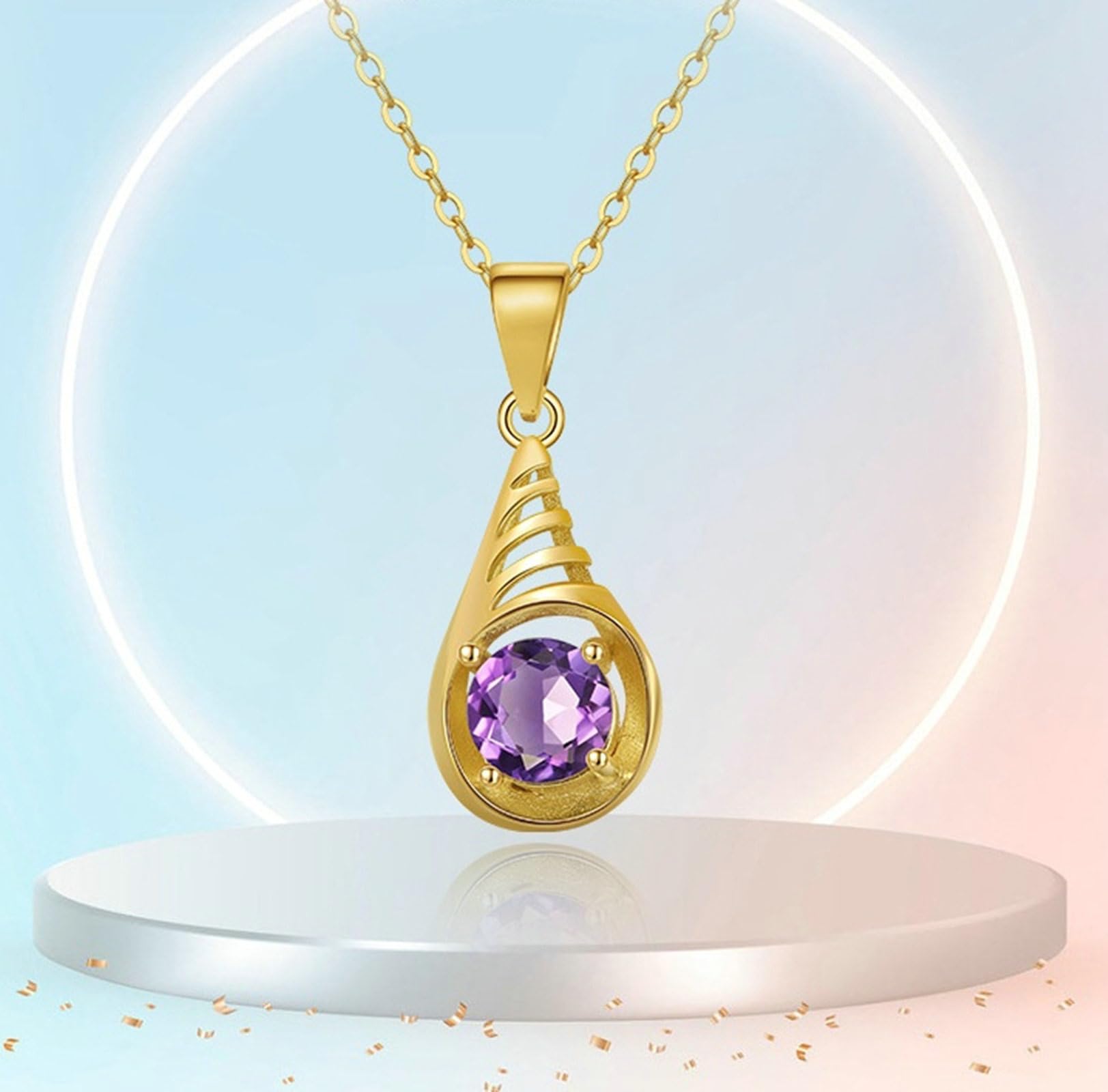 Collana Pendente Donna in Argento Rosso Collana Pendente Goccia d'Acqua Granato