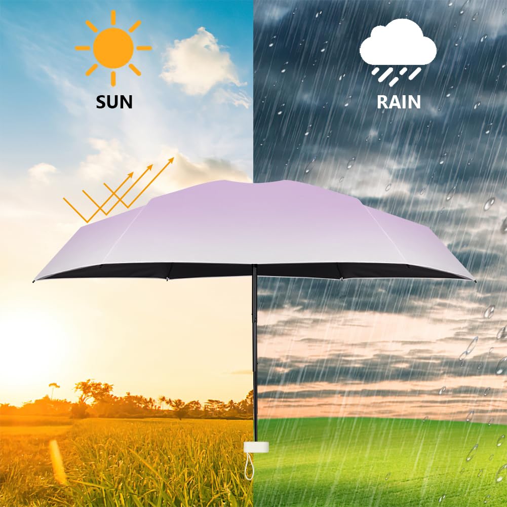 Aolso Mini Ombrello, Ombrello pioggia pieghevole da Viaggio, Ombrelli da Tasca, Ombrelli Ultraleggero Portatile, UPF>50+ Ombrellino da Sole/Pioggia