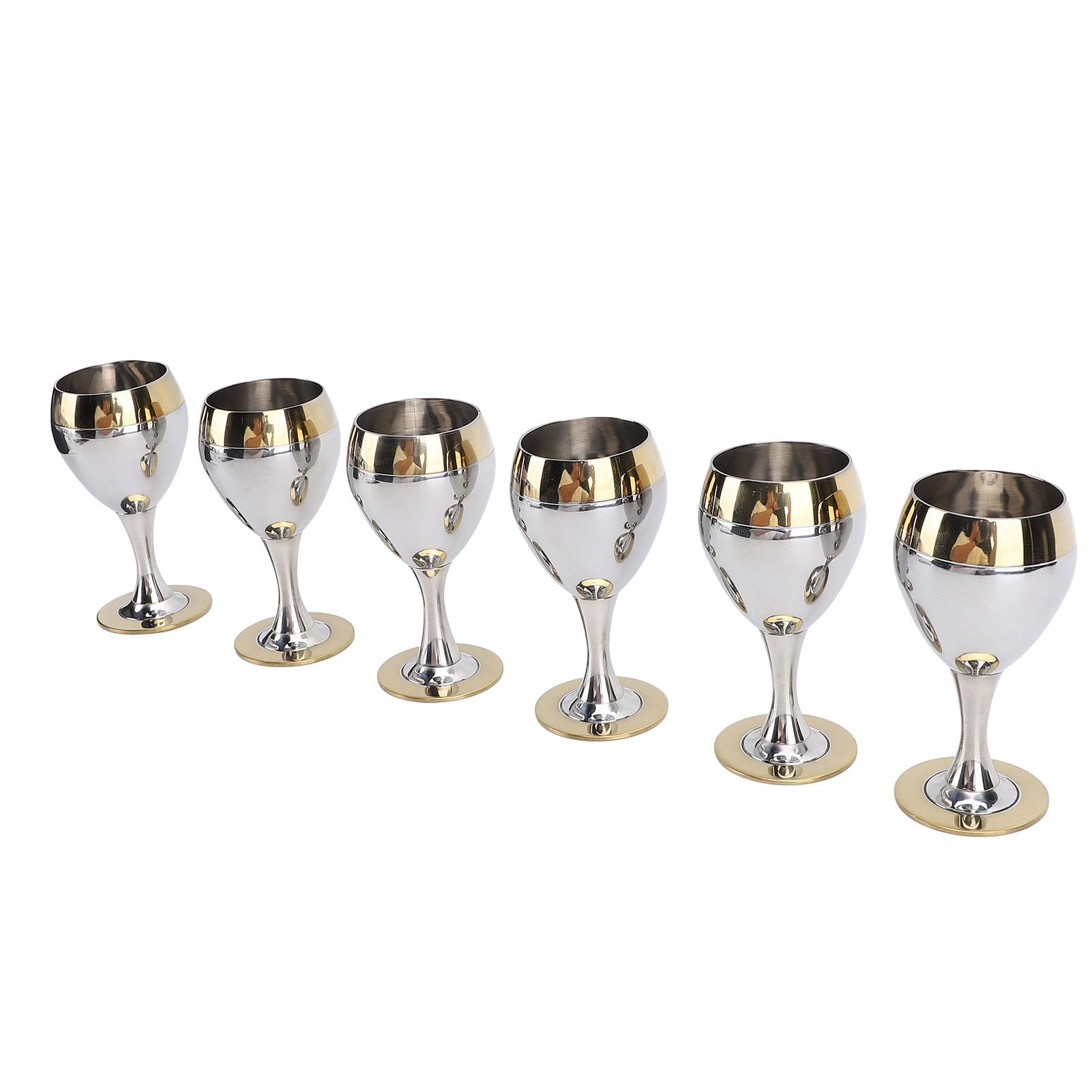 Juego de Copas de Vino de Metal, 6 Piezas, Elegantes Copas Irrompibles para Reuniones Al Aire Libre, Elegante Acero Inoxidable, Capacidad de 60 Ml