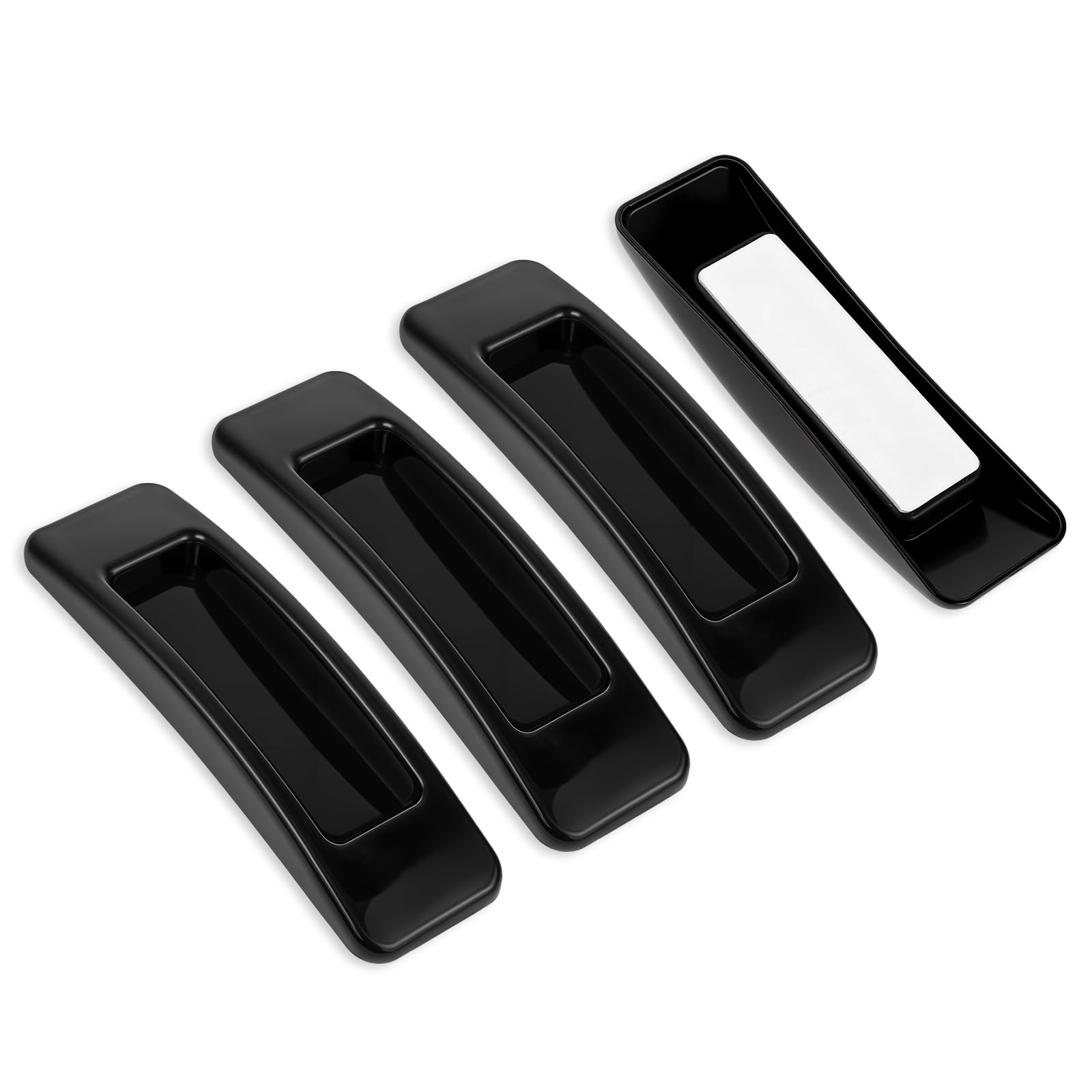 4 Pcs Black Adhesive Handles, Self-Stick Instant Drawer Handle, Multipurpose Cabinet Knobs Helper, Plastic Opening Stick-on Handles for Sliding Door, Window, Wardrobe