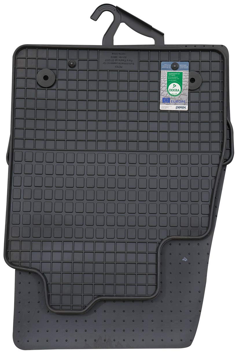 Petex 38610 Floor Mat Set Rubber Mats Front and Rear Mats Black