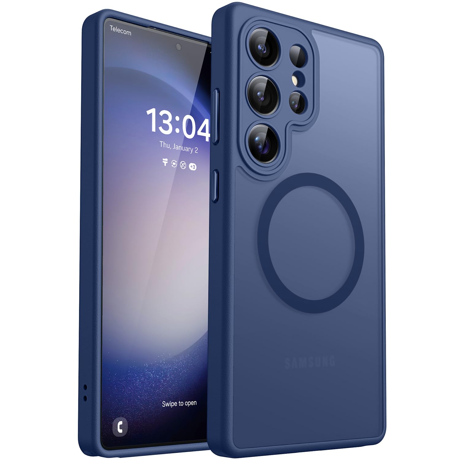 CANSHN Magnetic Shockproof for Samsung Galaxy S23 Ultra Case Deep Blue
