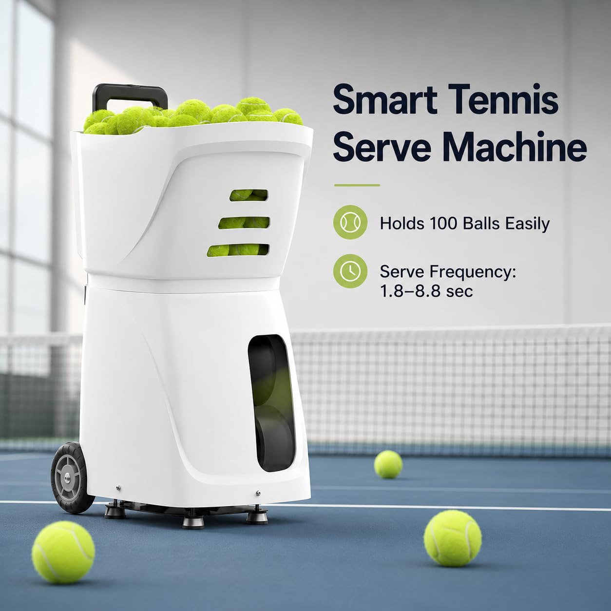 Máquina portátil de pelotas de tenis con aplicación y control remoto