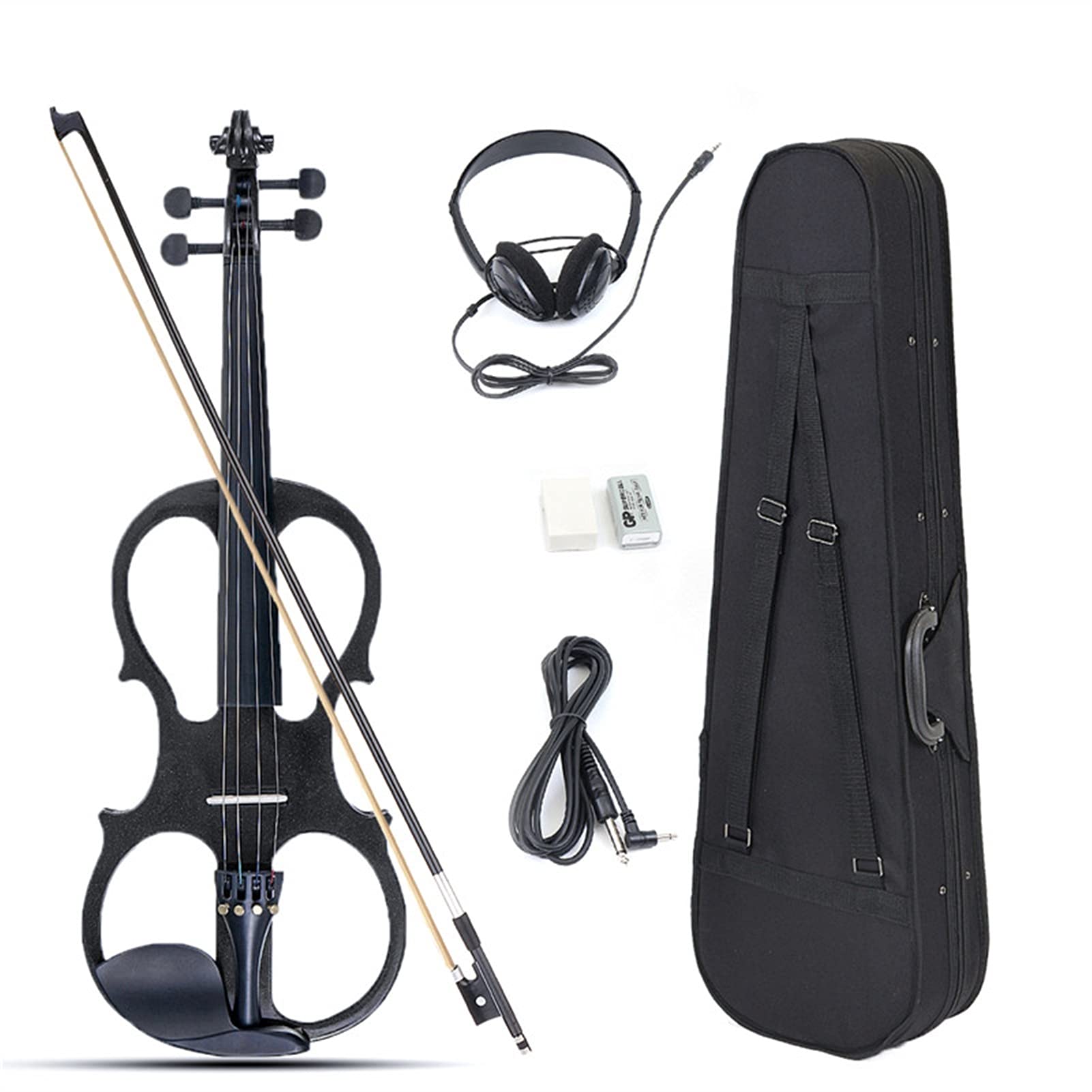 4/4 Acoustique Électrique Pack Complet Violon Basswood Violon avec Couverture De Cas De Violon Archet pour Instrument À Cordes Musicaux Violon Adulte (Color : Black)