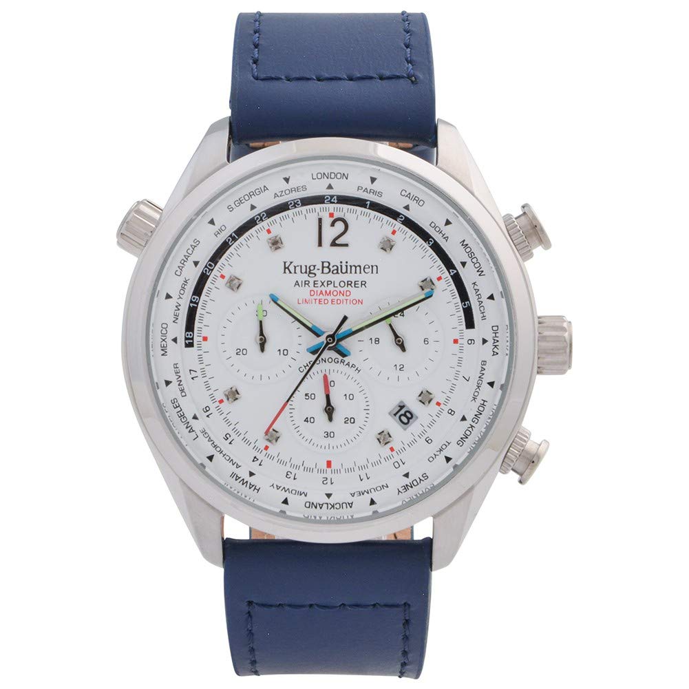 Krug Baumen Mens Analog Japanese Quartz Watch With Leather Strap