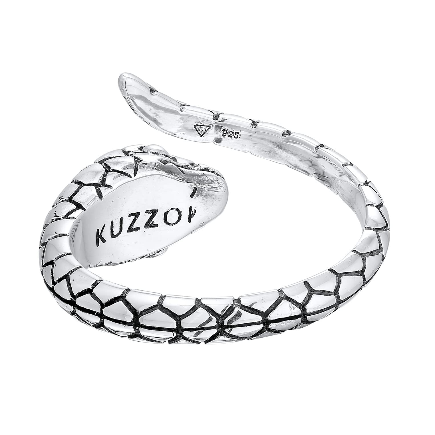 Kuzzoi Herrenring Bandring Männer im Schlangen Design 925 Silber