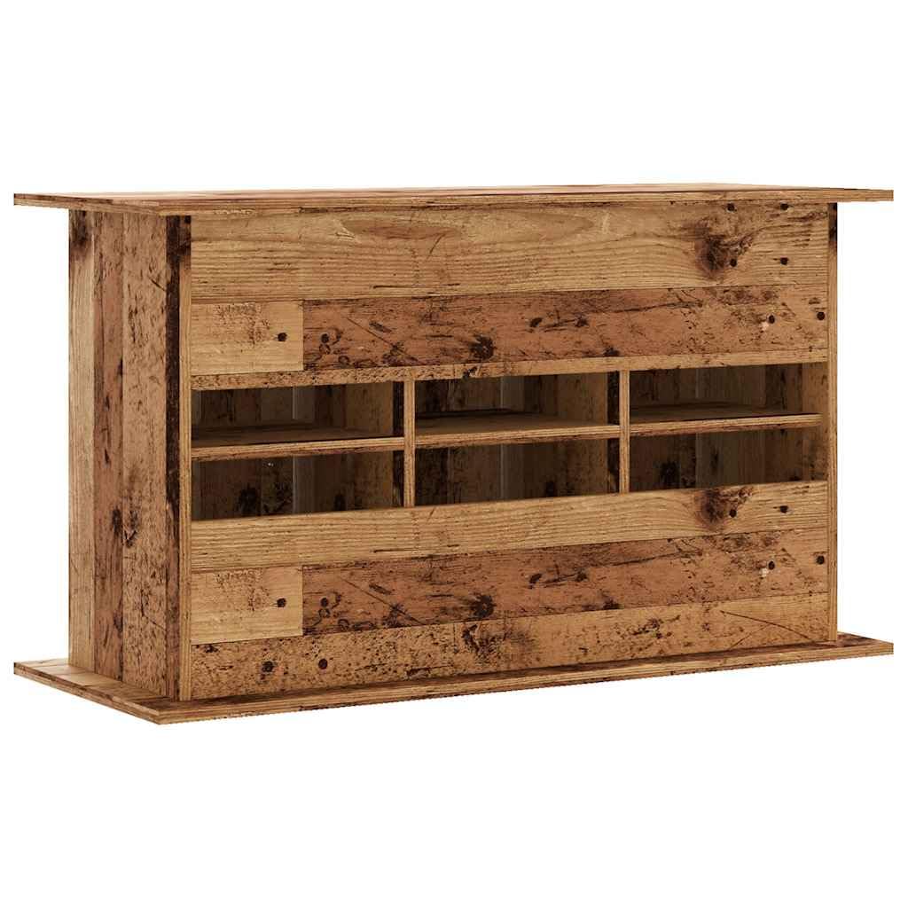 Supporto per acquario, effetto legno anticato, 101 x 41 x 58 cm, con 6 scomparti e porte, mobiletto inferiore stabile per acqua dolce e acqua di mare, portaoggetti per accessori, scaffale per