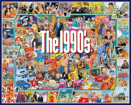 White Mountain 1000 Piece Jigsaw Puzzle Nostalgic Vintage Collage Puzzles with Large Pieces Gift for Adults and Family 24'x30' - 1990s
