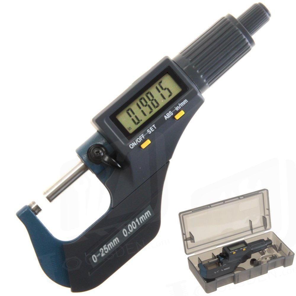 TOOLSDEN DM0251 Stainless_Steel 0-25mm/0-1" 0.001mm/0.0001" Digital Electronic Micrometer W/Large Display Inch/Metric, Black