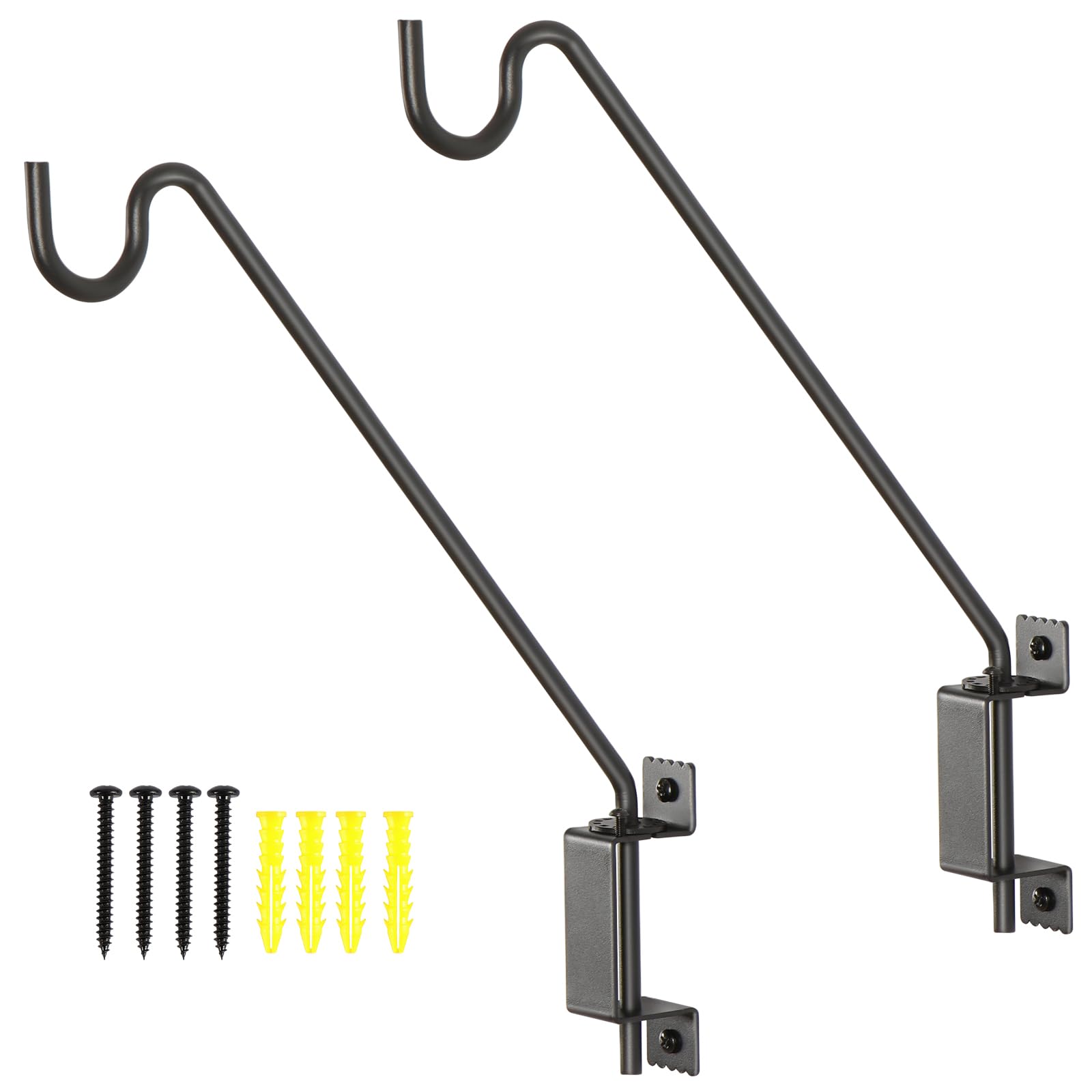 AILIN YELOKIE 16" 360° Swivel Deck Hook - Heavy Duty Solid Steel Plant Hanger, 12-Directional Adjustable Wall Bracket for Bird Feeders/Pole, Outdoor