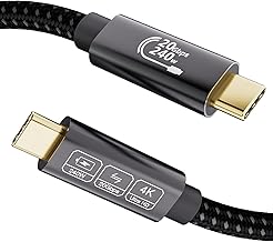 EUDOBEL USB C 3.2 Kabel 20Gbps 240W,Schnellladekabel USB C auf USB C Kabel 1m,USB C Videokabel 4K@144Hz 5K@60Hz für Thunderbolt 4/3,iPhone16,iPhone15, MacBook,USB C Monitor, VR,Switch,SSD