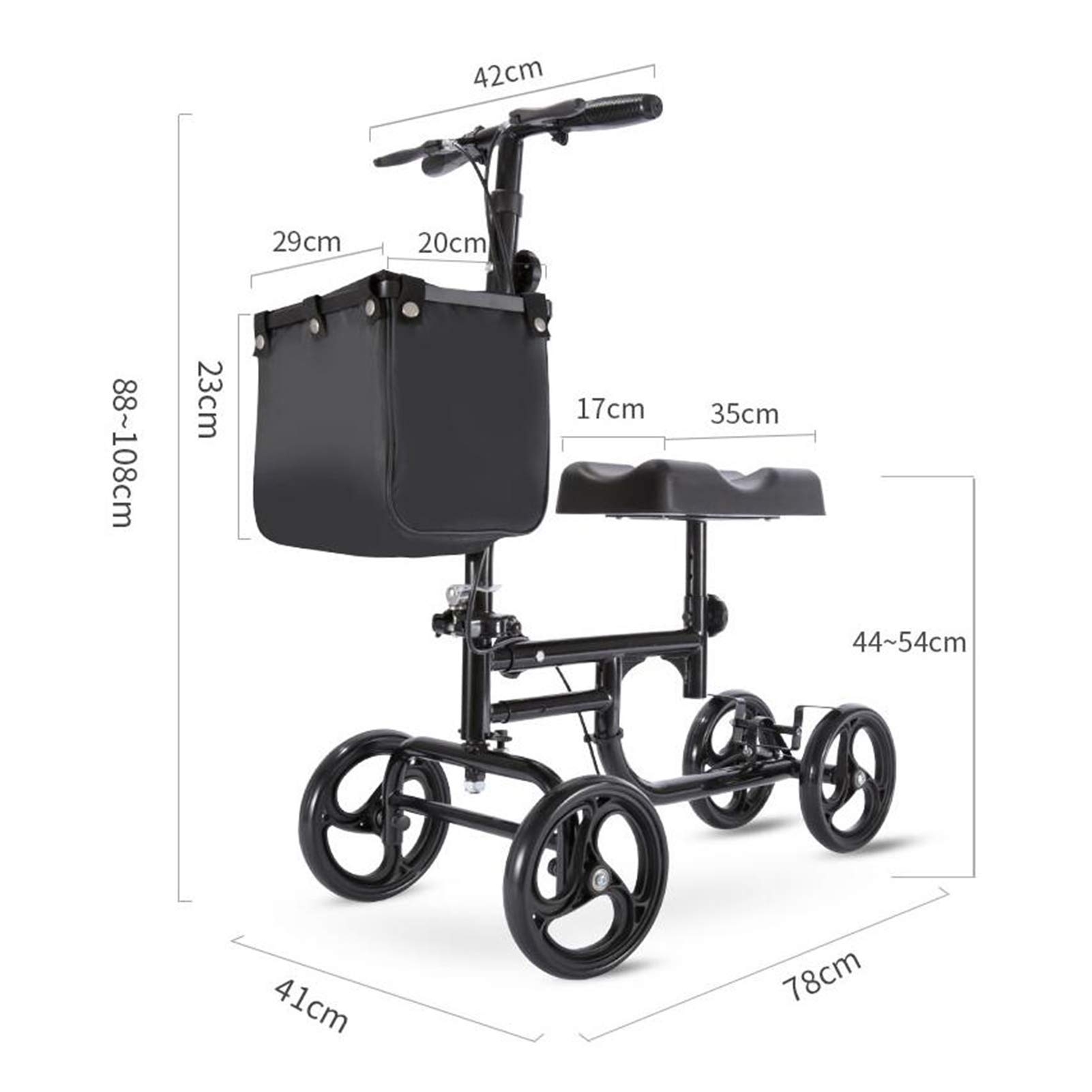 Ginocchio Walker Ausili per la deambulazione con rotelle per la Mobilità degli Anziani, Ginocchia orientabile Cura Sana Recupero da infortuni al Piede Alternativa stampella, Ginocchia per Bambini Ad