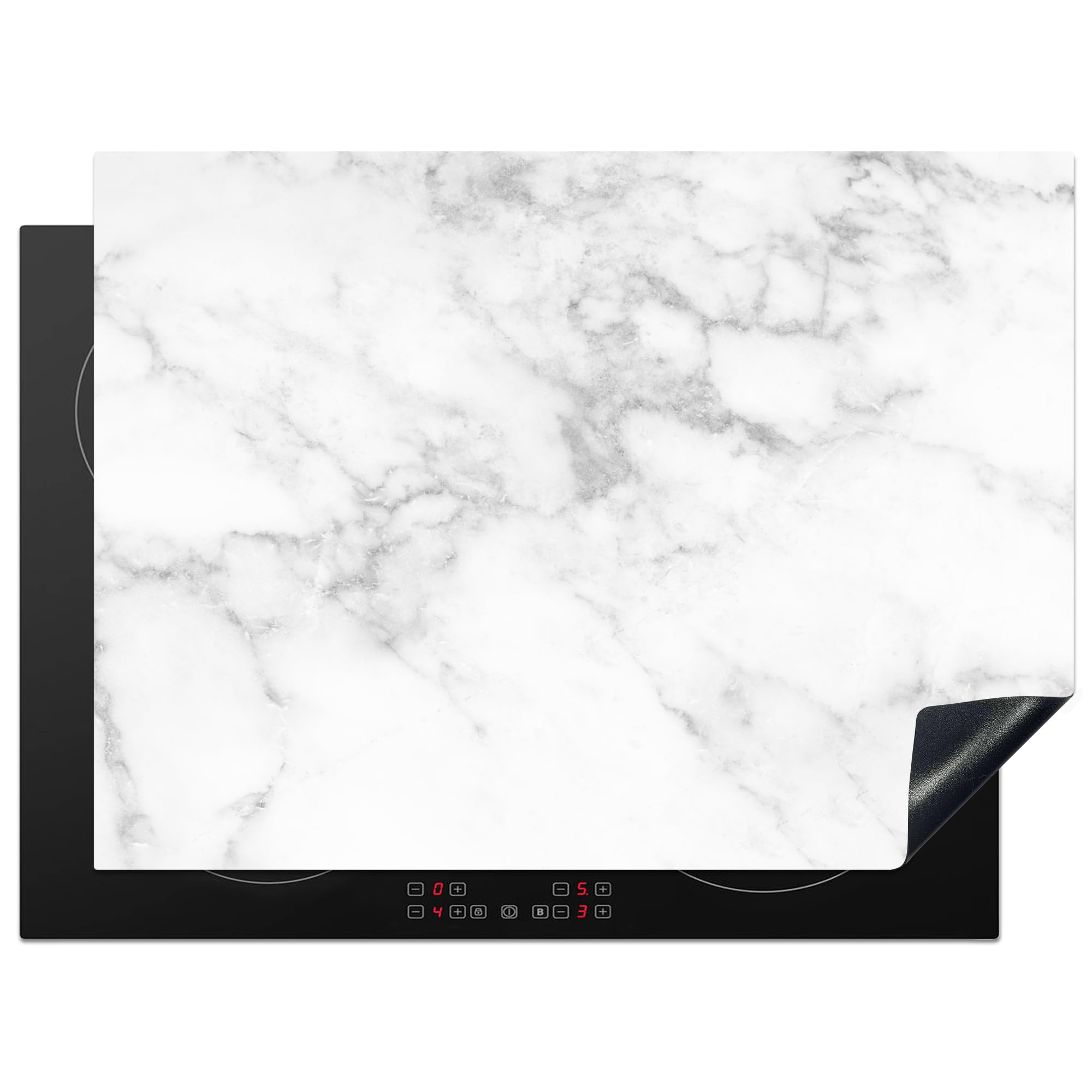 KitchenYeah© Induction Hob Cover Protector Mat 20.5"x28" / 71x52 cm Kitchen Universal Ceramic Covers for Electric Cookers Vinyl Marble - Grey - White - Marble Structure