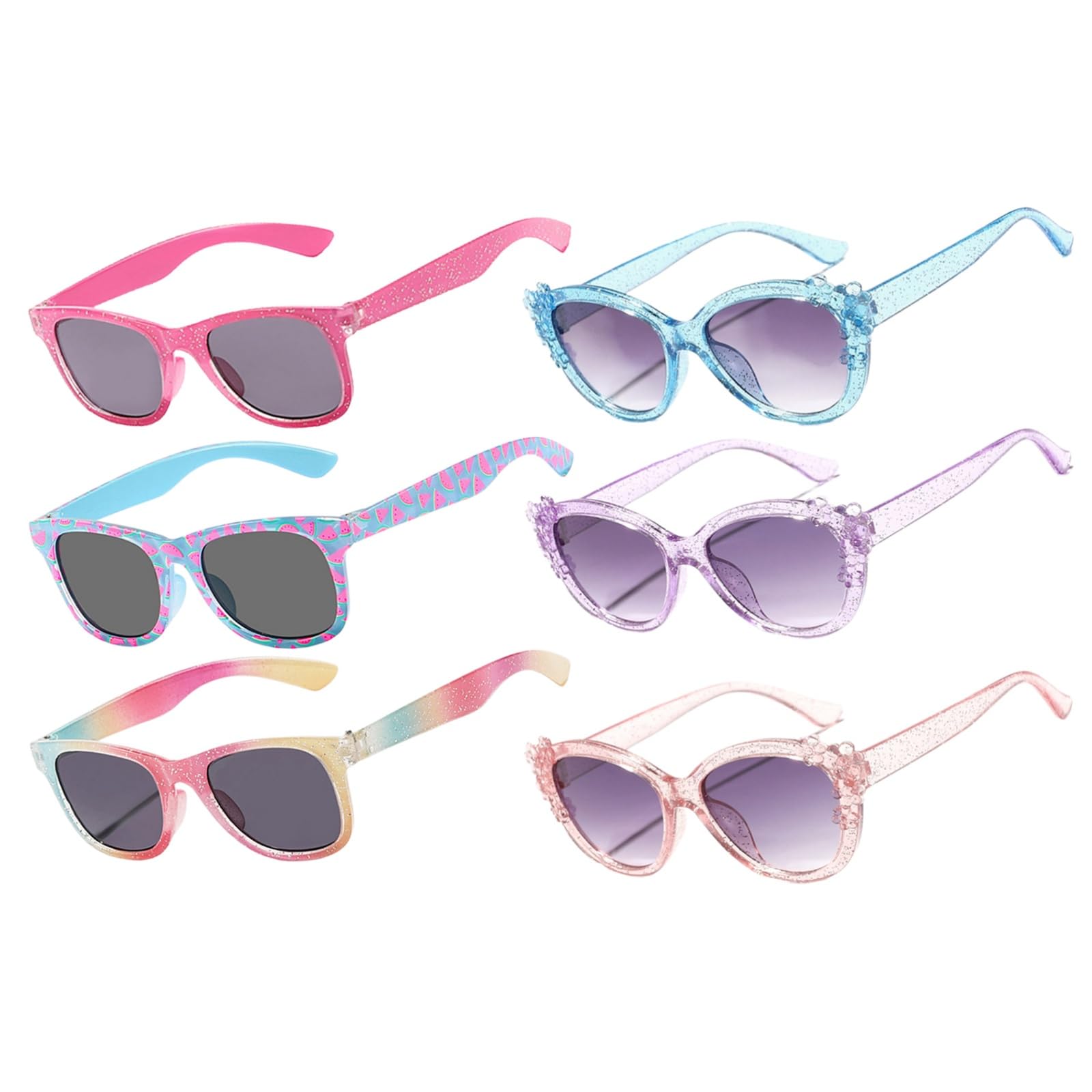 6 Piezas Gafas de Sol Niña, Gafas de Sol para Niñas, UV Protección, para Actividades de Verano, Playas, Fiestas